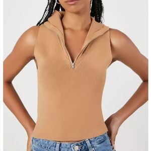 Forever 21 Tan Zip-Up Tank Top